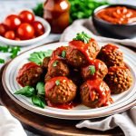 vegan lentil meatballs with dipping sauce