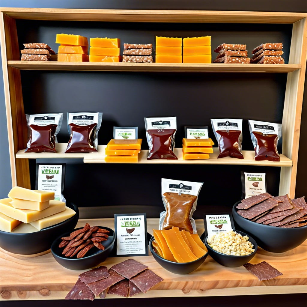 vegan snack zone with jerky and cheese alternatives