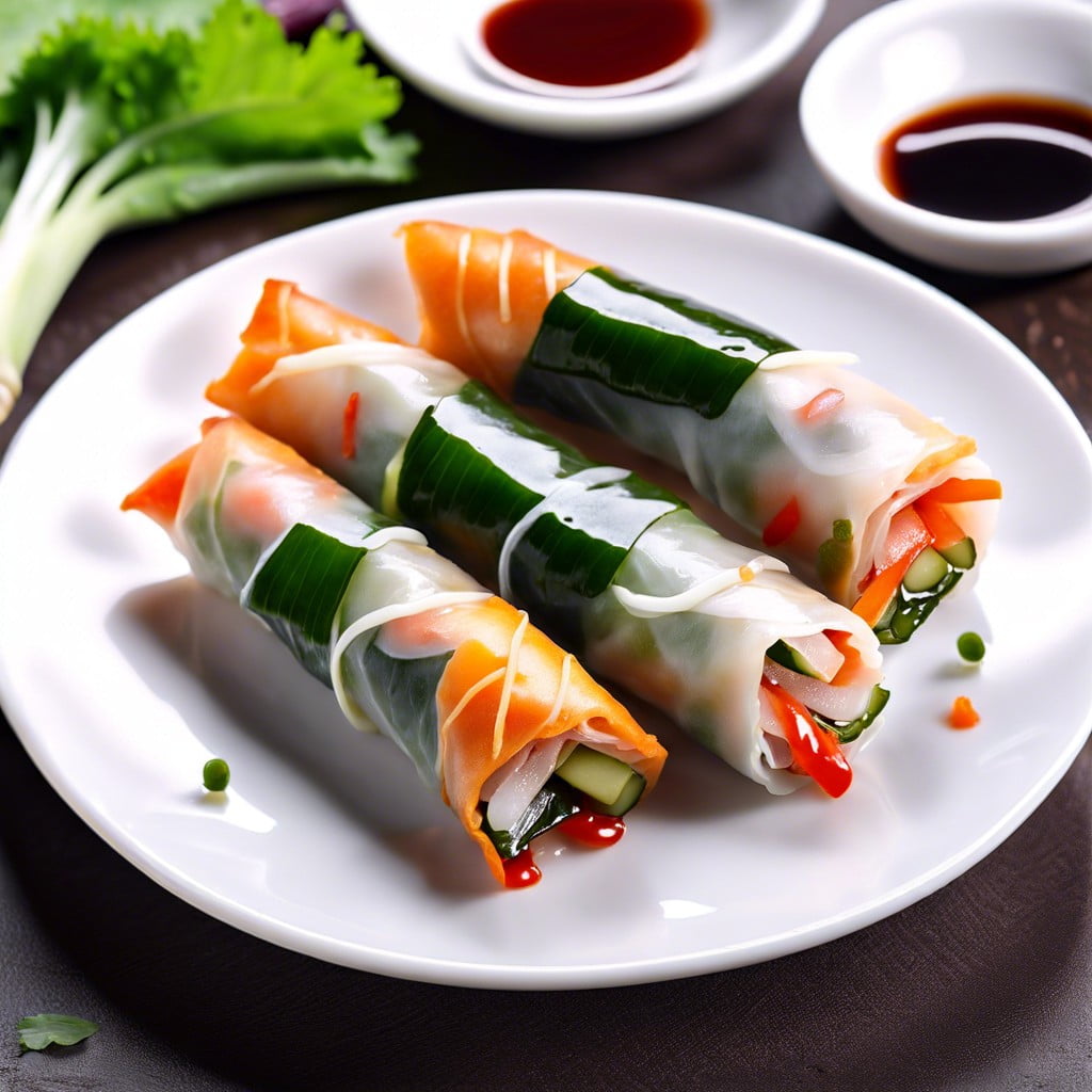 vegetable spring rolls with dipping sauce