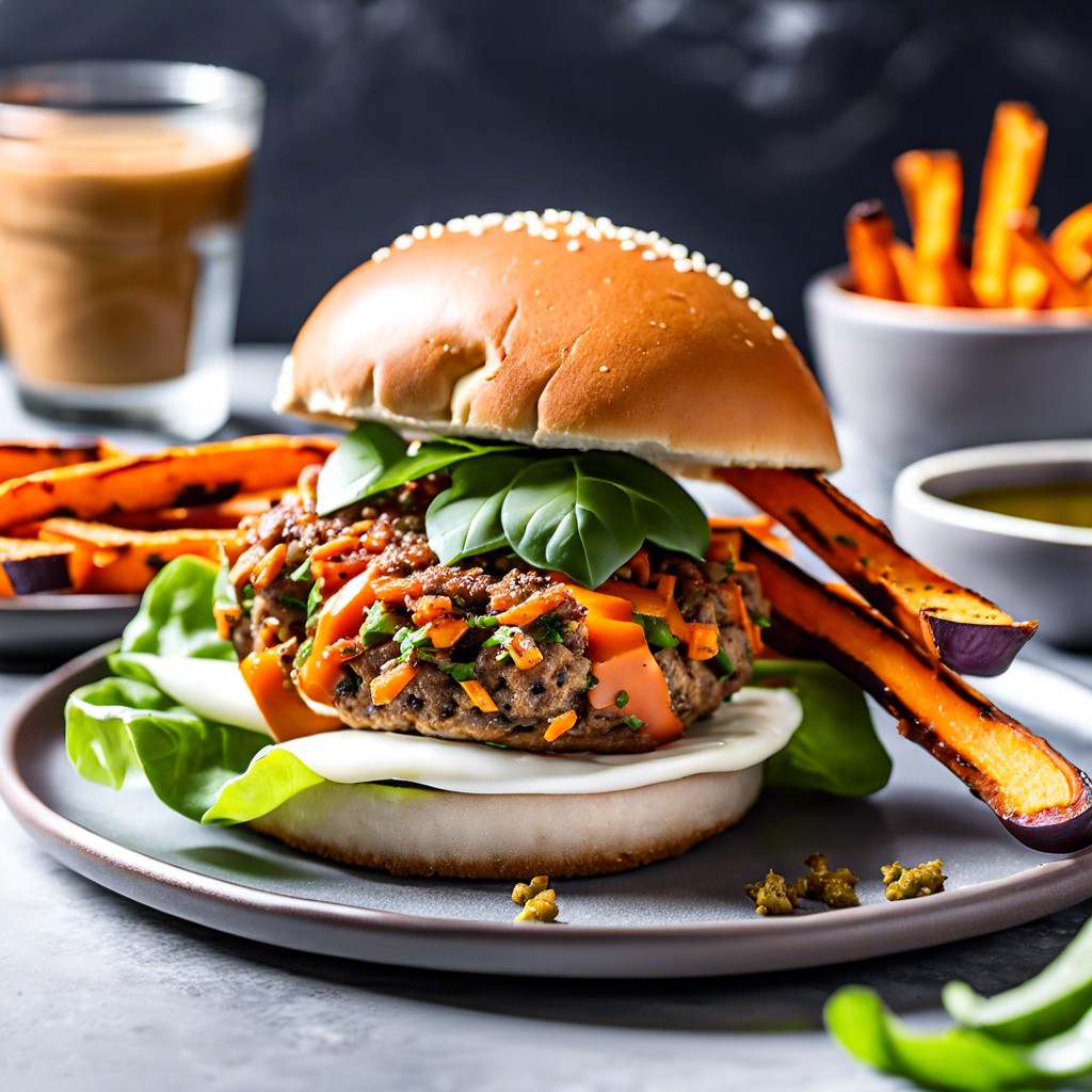 veggie burger sliders and sweet potato fries