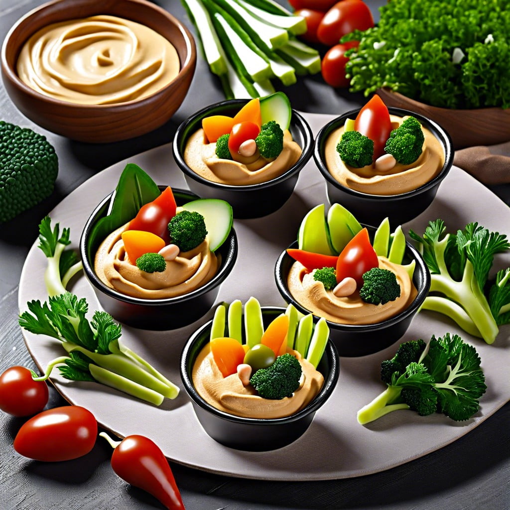 veggie cups with hummus