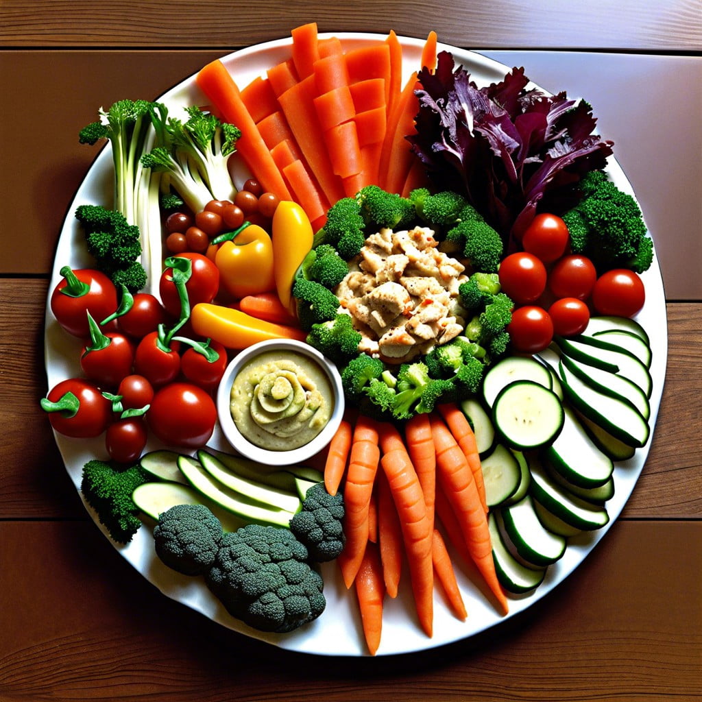 veggie platter arranged in 100 shape