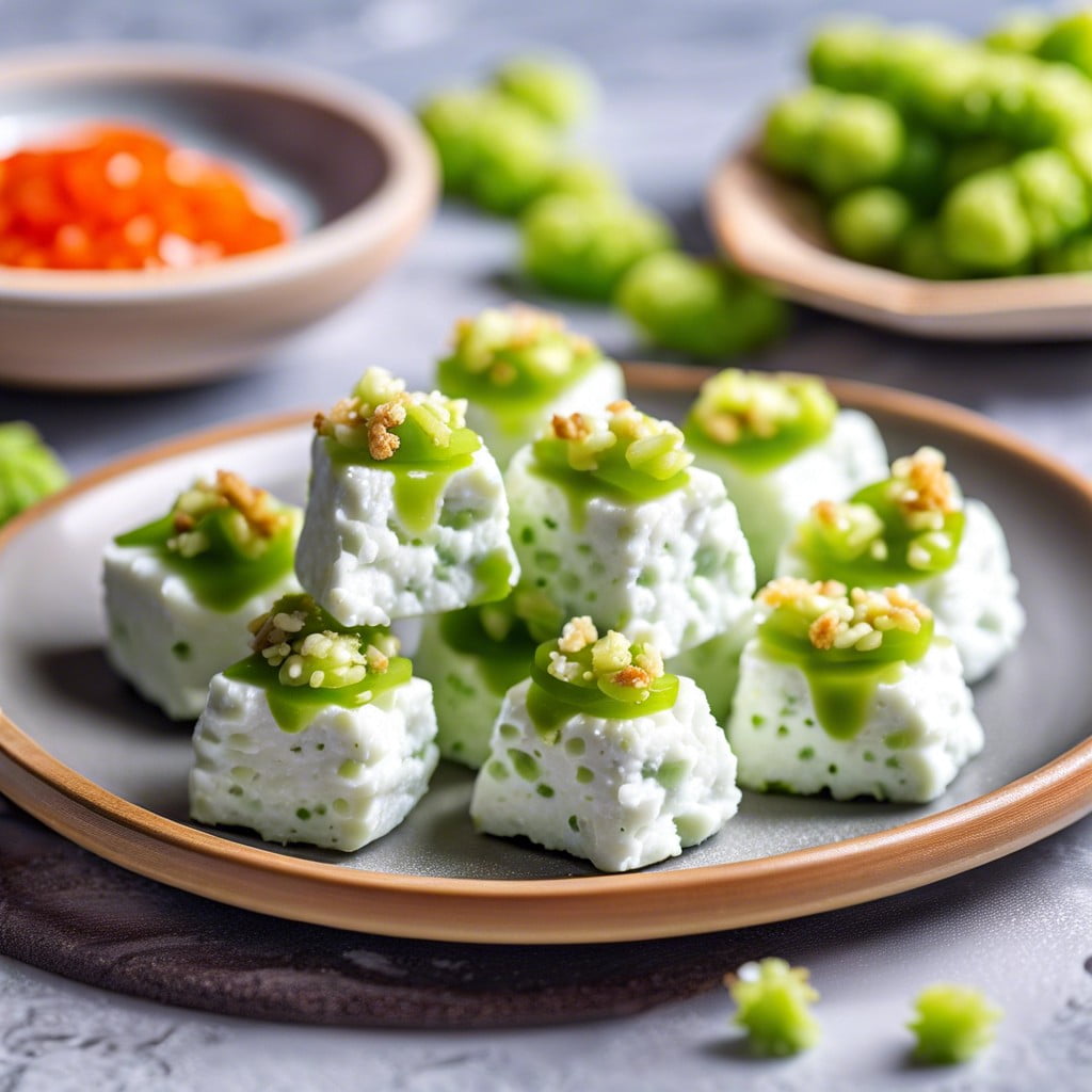 wasabi cottage cheese bites mix with wasabi shape into balls and chill