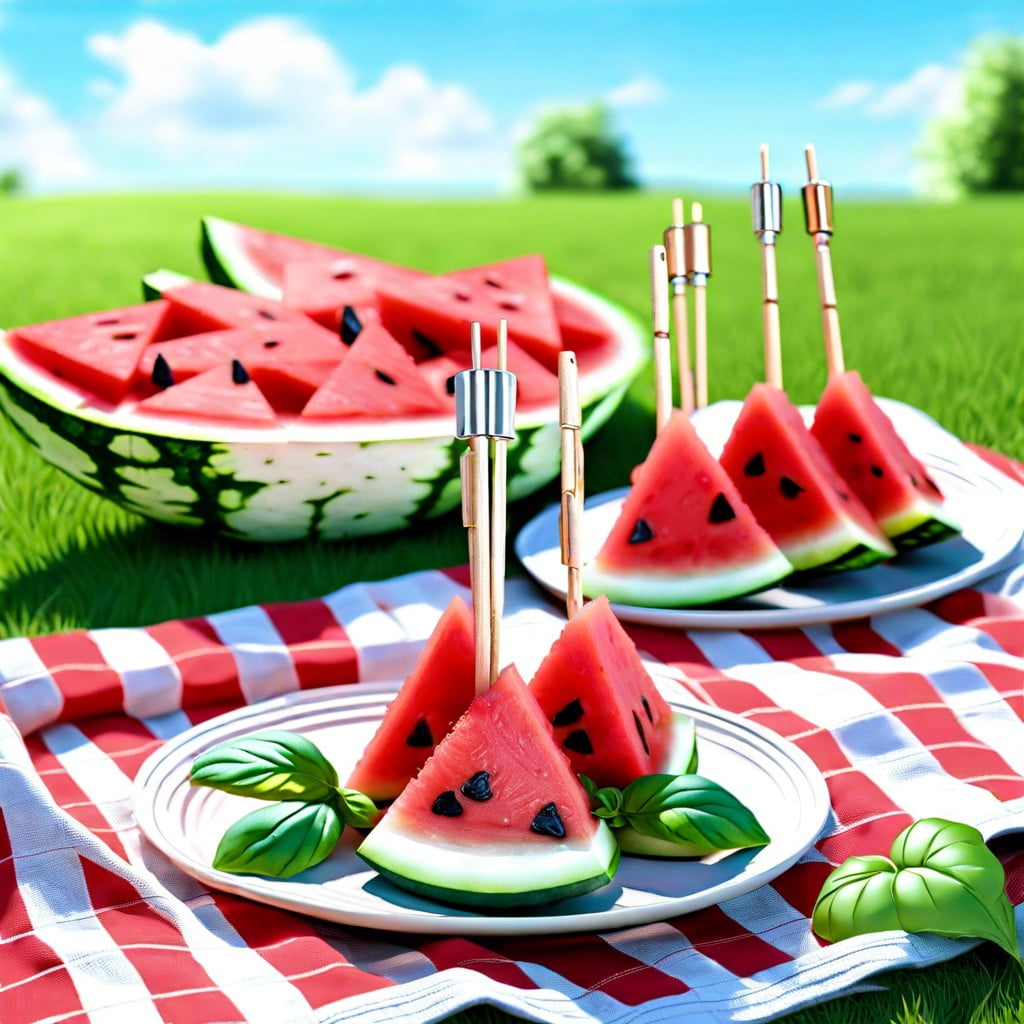 watermelon basil skewers