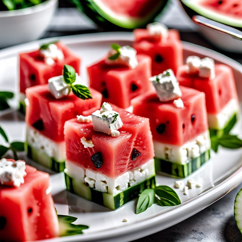 watermelon cubes with feta