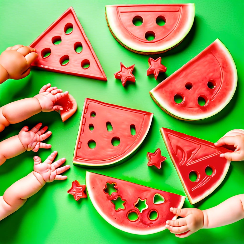 watermelon cut into fun shapes with cookie cutters