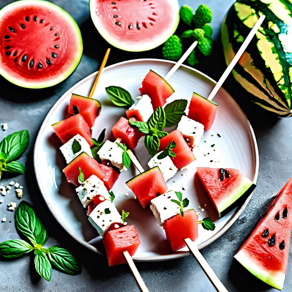 watermelon feta and mint skewers