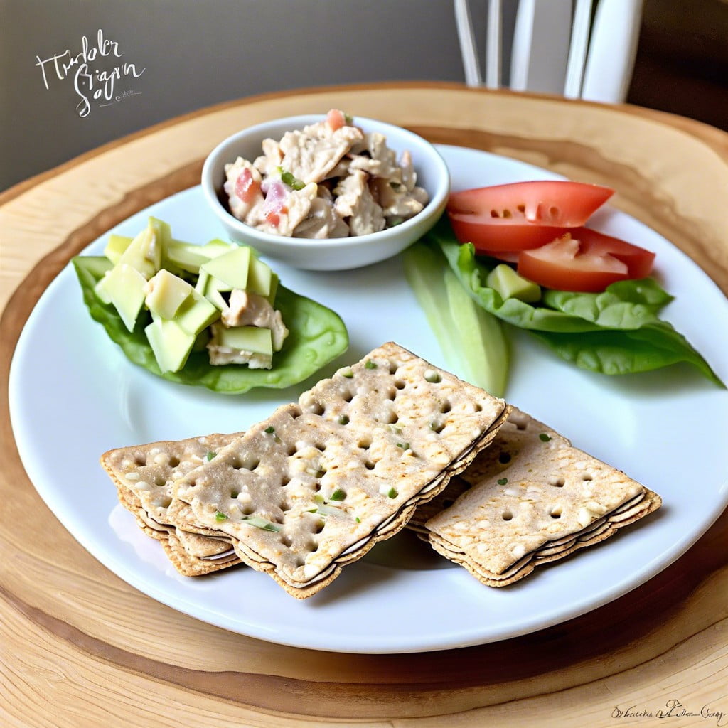 whole grain crackers with chicken salad