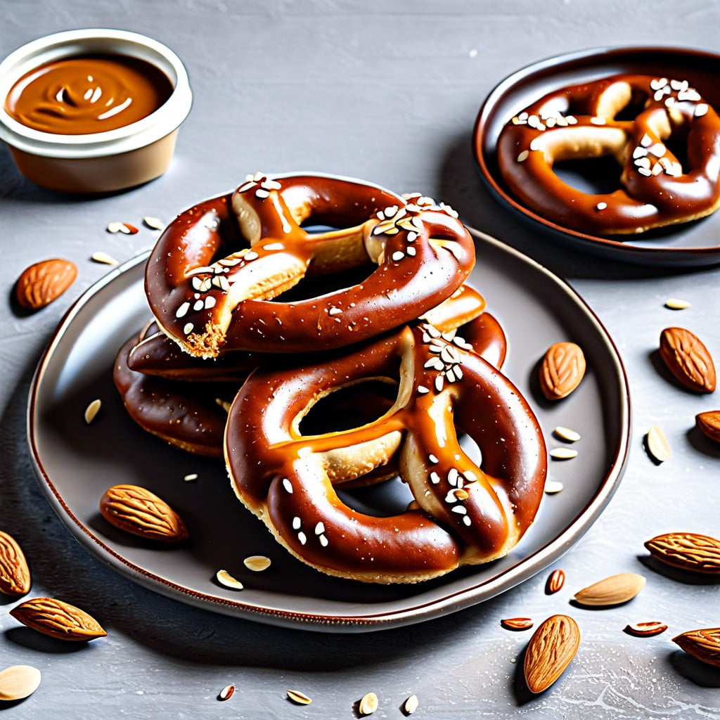 whole grain pretzels with almond butter