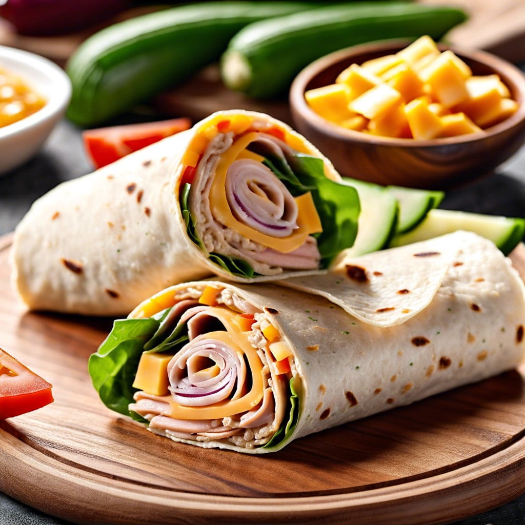 whole grain tortilla roll ups with turkey and cheese