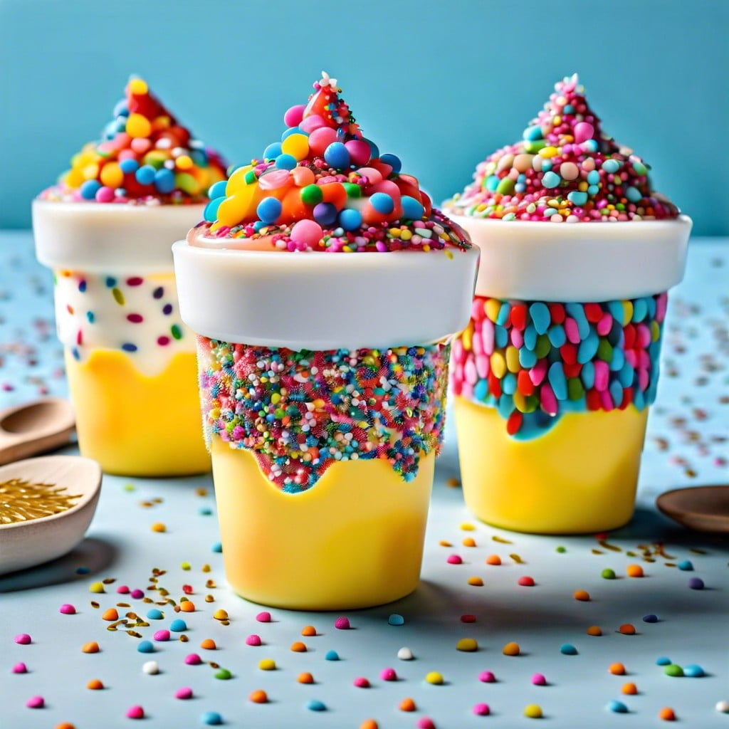 yogurt cups with 100 sprinkles on top