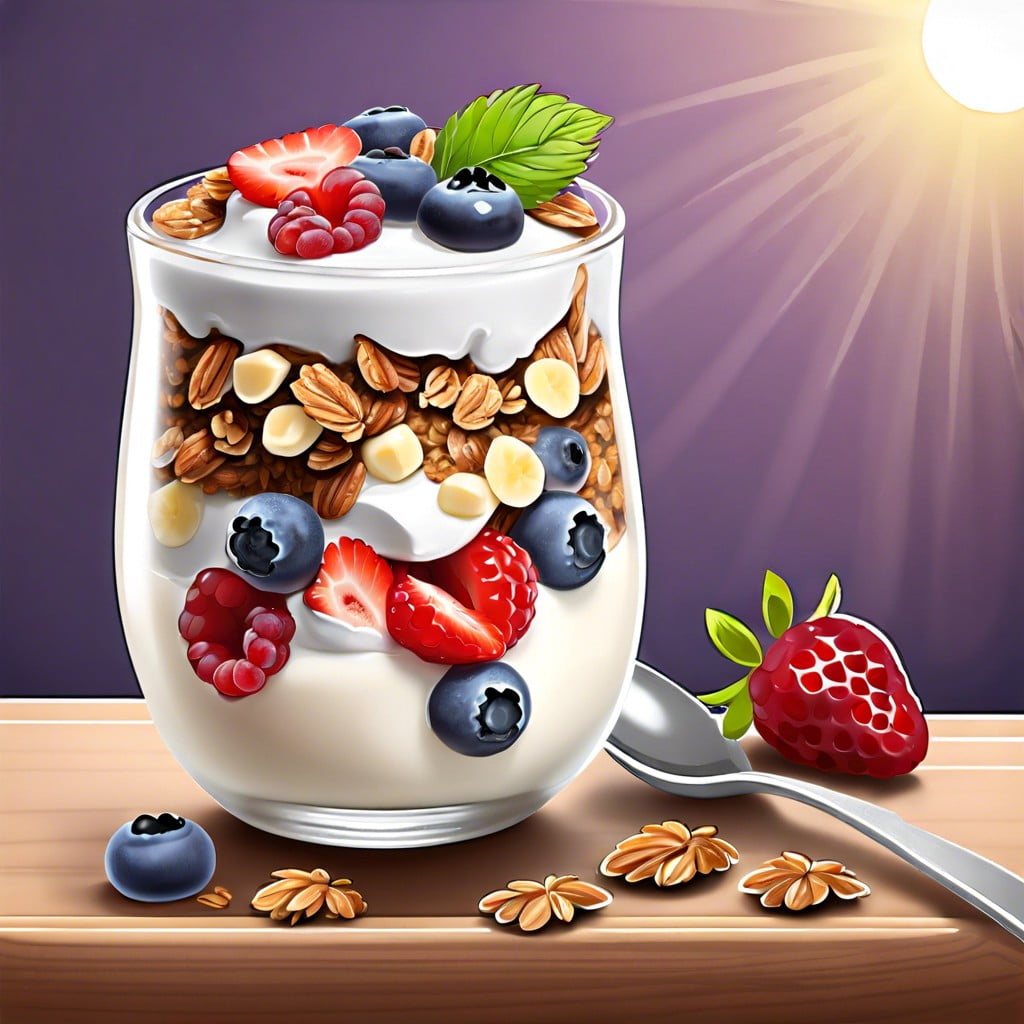 yogurt parfait with granola and berries