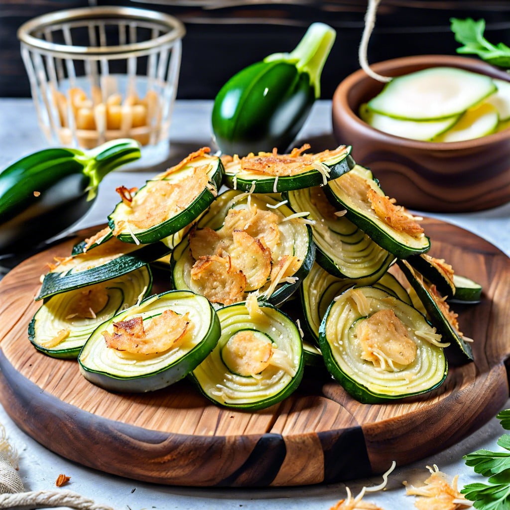 zucchini chips sprinkled with parmesan