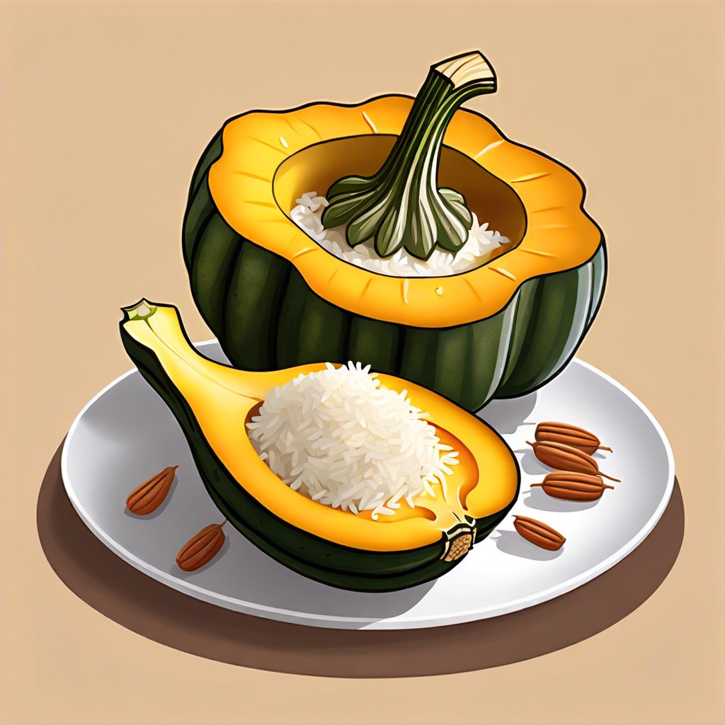 acorn squash filled with wild rice and nuts