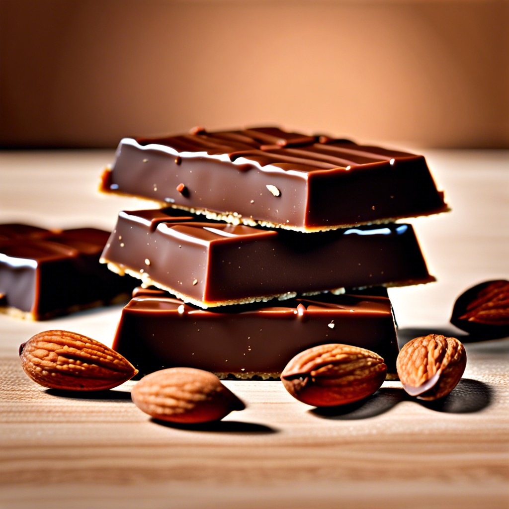 almonds and dark chocolate squares