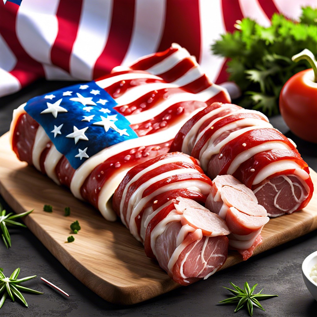 american flag inspired meat rolls