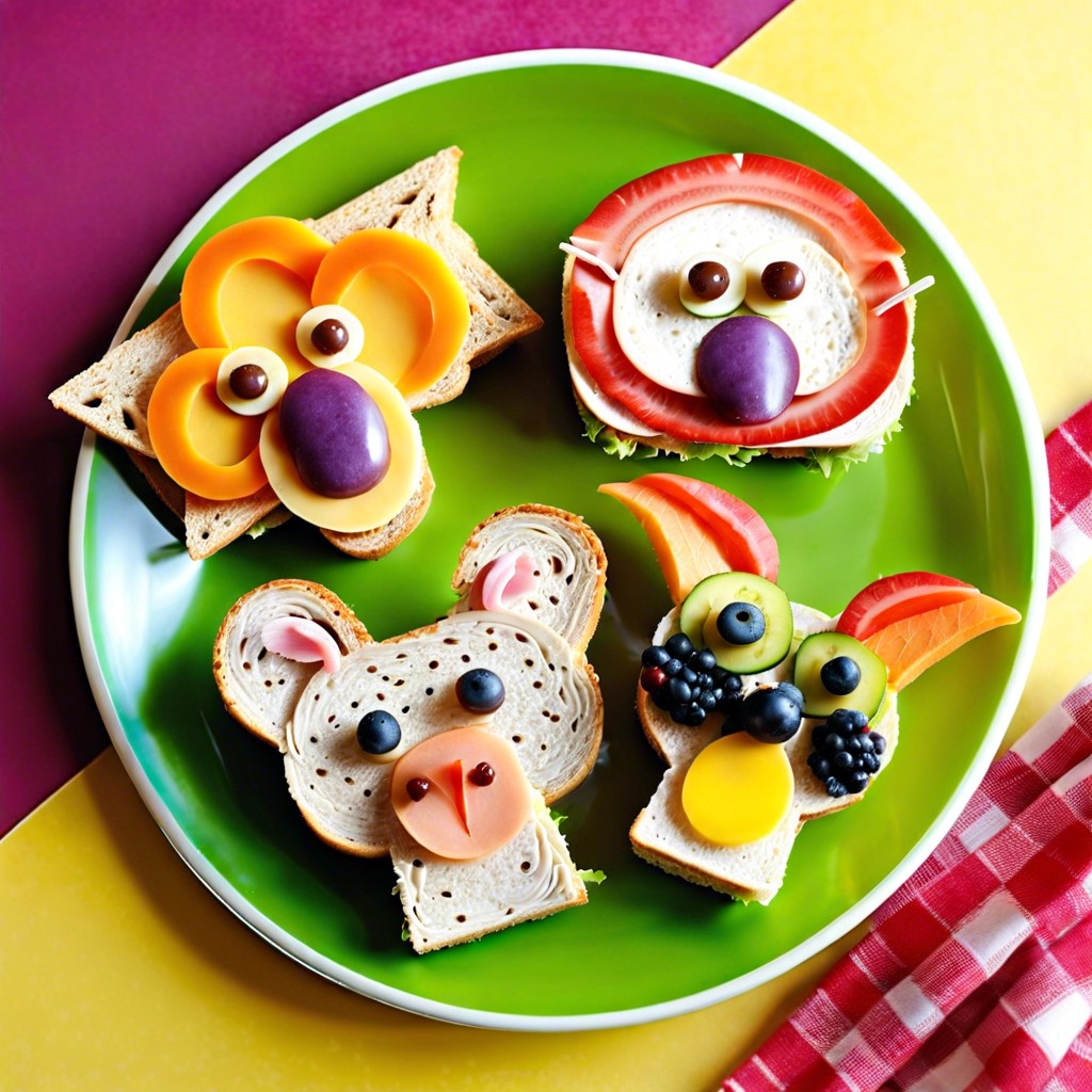 animal shaped sandwiches using animal cookie cutters