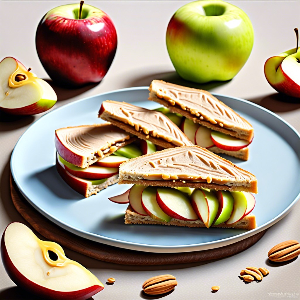 apple slice sandwiches with peanut butter