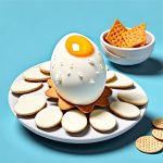 arctic igloos half a hard boiled egg with a cream cheese topping and fish shaped crackers peeking out