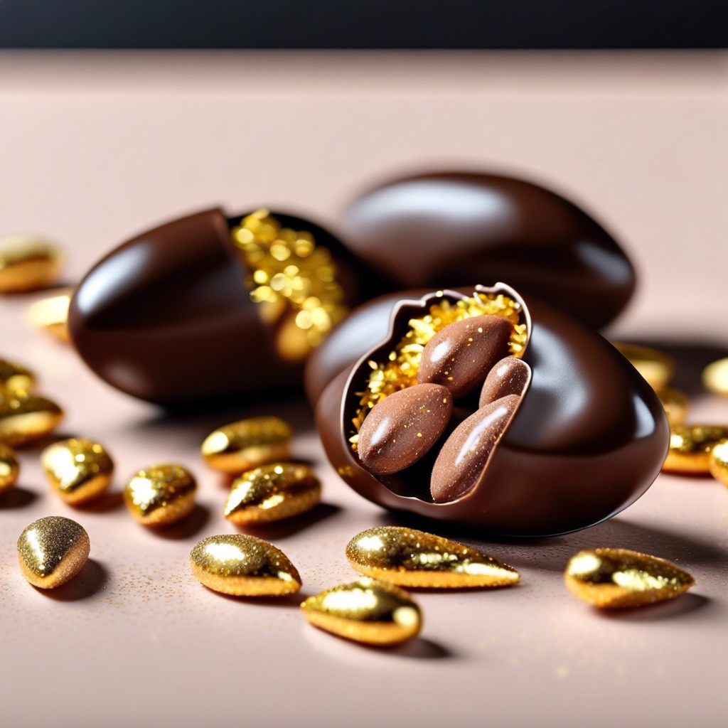 armor almonds chocolate coated almonds with a dust of gold edible glitter