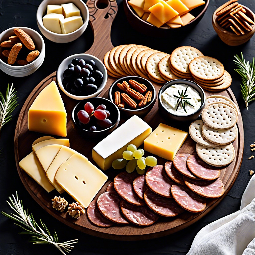 assorted crackers and store brand cheeses