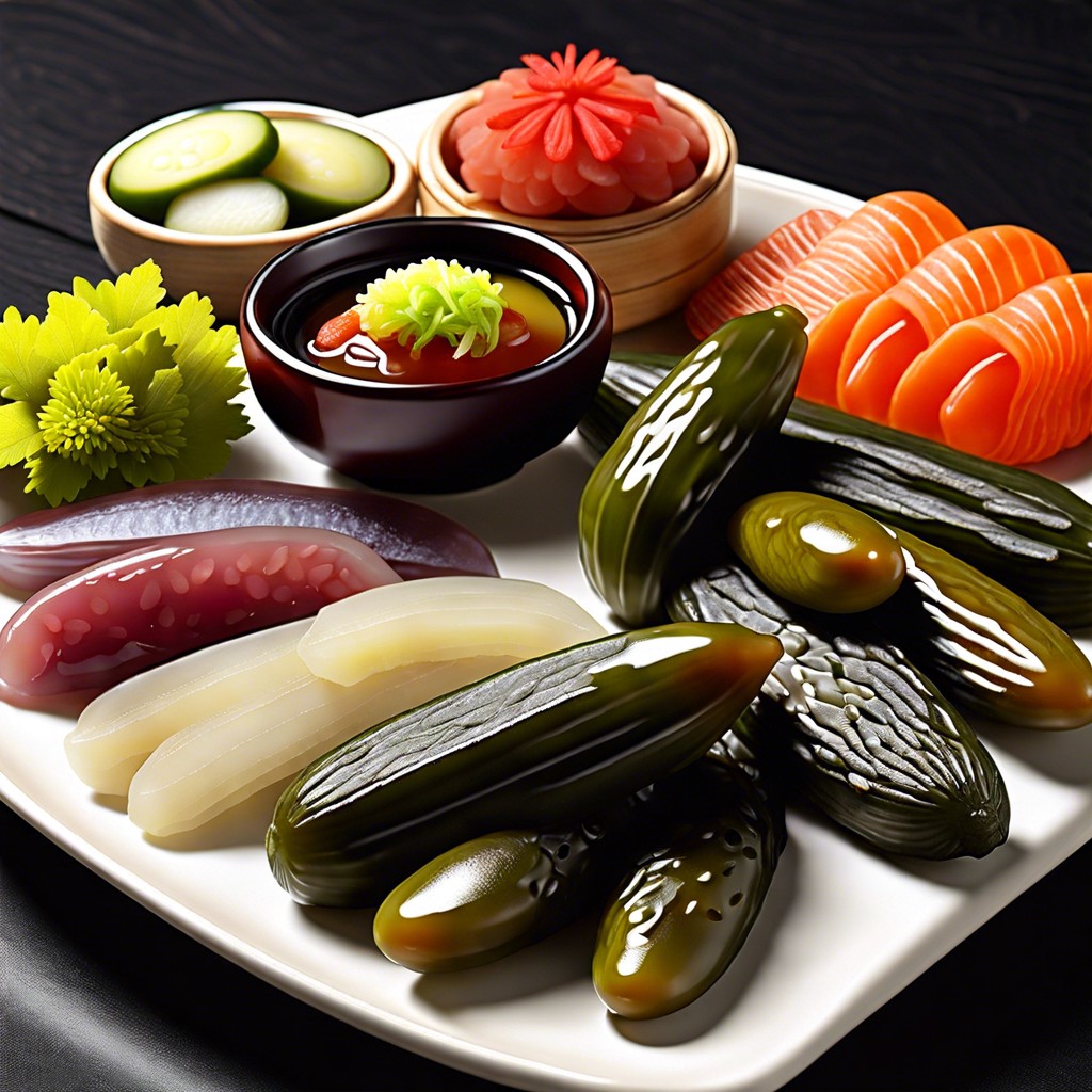 assorted japanese pickles tsukemono