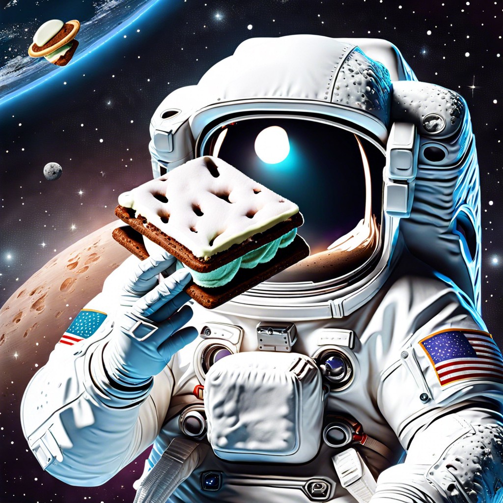 astronaut ice cream sandwich freeze dried ice cream between cookies