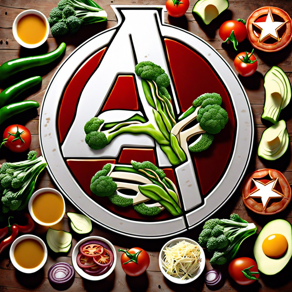 avengers symbol veggie pizza