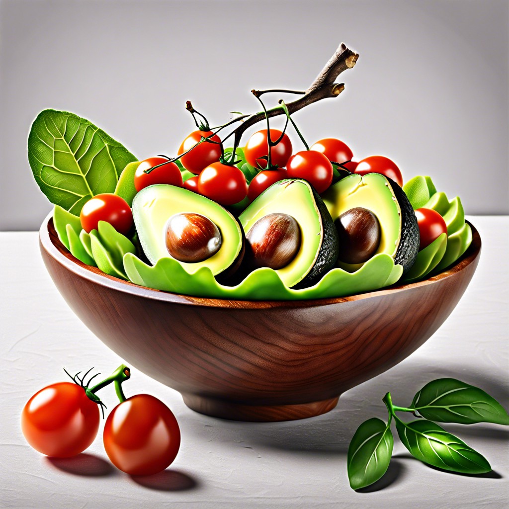 avocado and cherry tomato bowl with a sprinkle of sea salt and a dash of lime