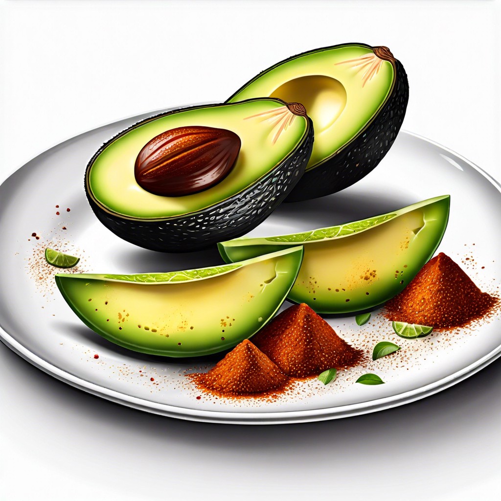 avocado slices with lime juice and chili powder