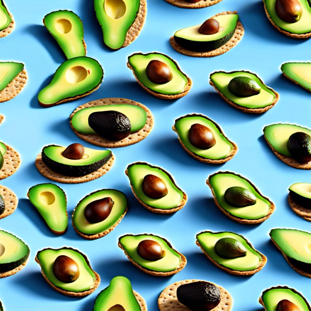 avocado slices with whole grain crackers