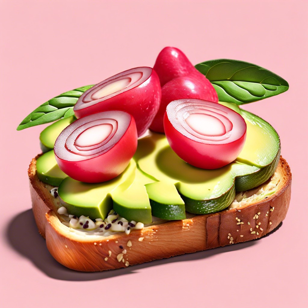 avocado toast points with radish