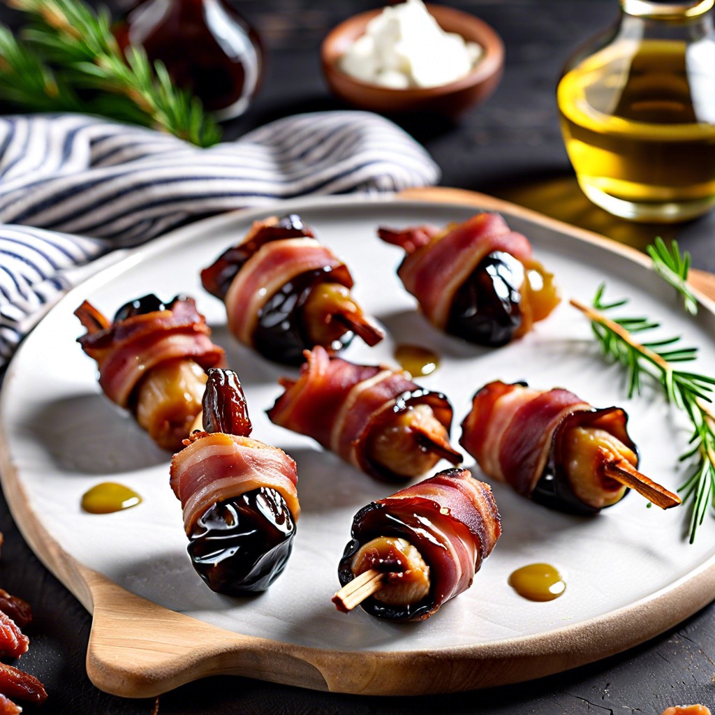 bacon wrapped dates with goat cheese