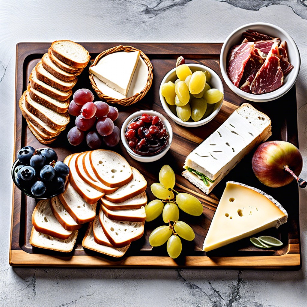 baguette slices with brie and apple slices