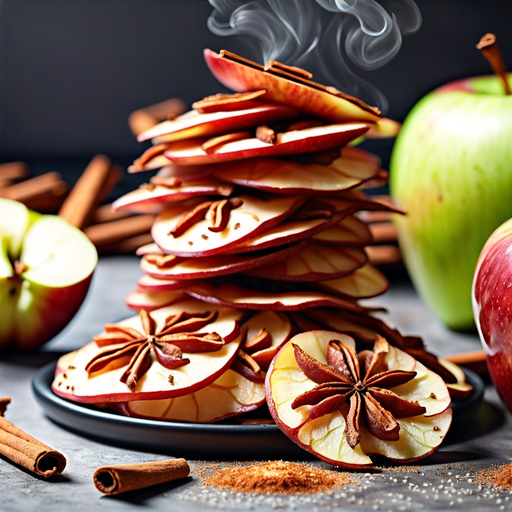 baked apple chips sprinkled with cinnamon