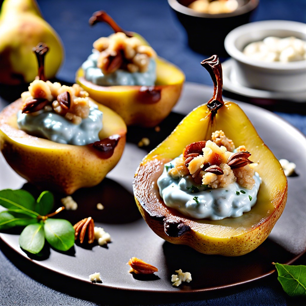 baked pear and gorgonzola cups