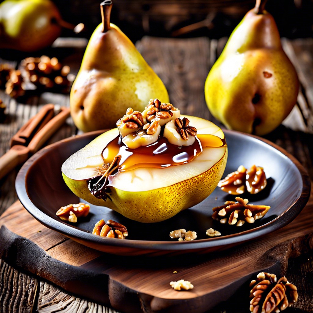 baked pear with walnuts and honey