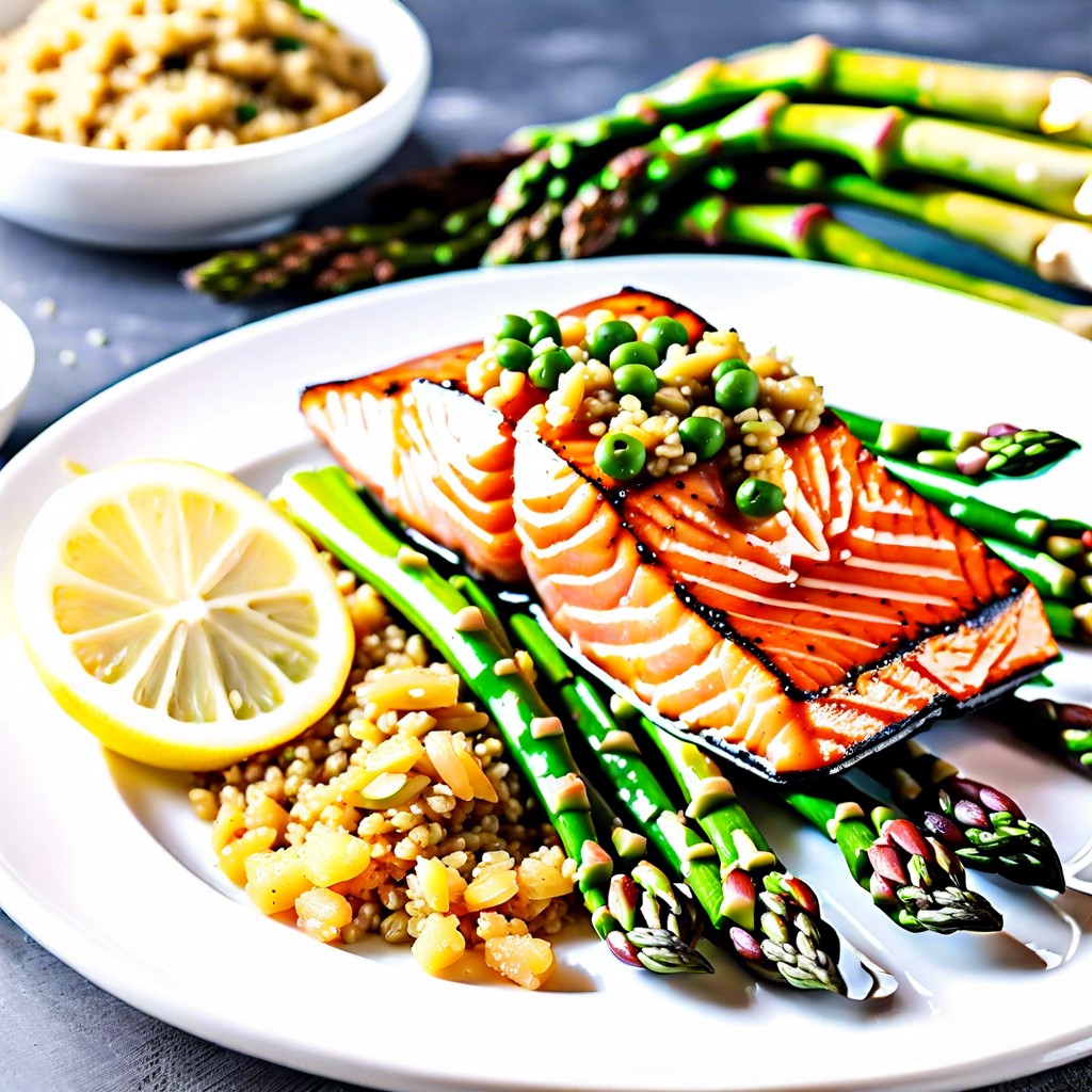 baked salmon with asparagus and quinoa