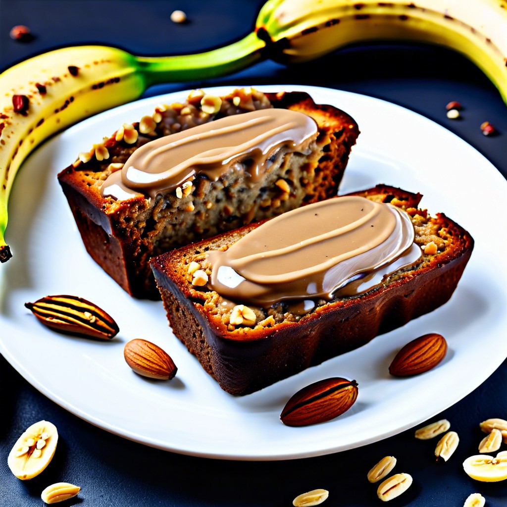banana bread with nut butter spread