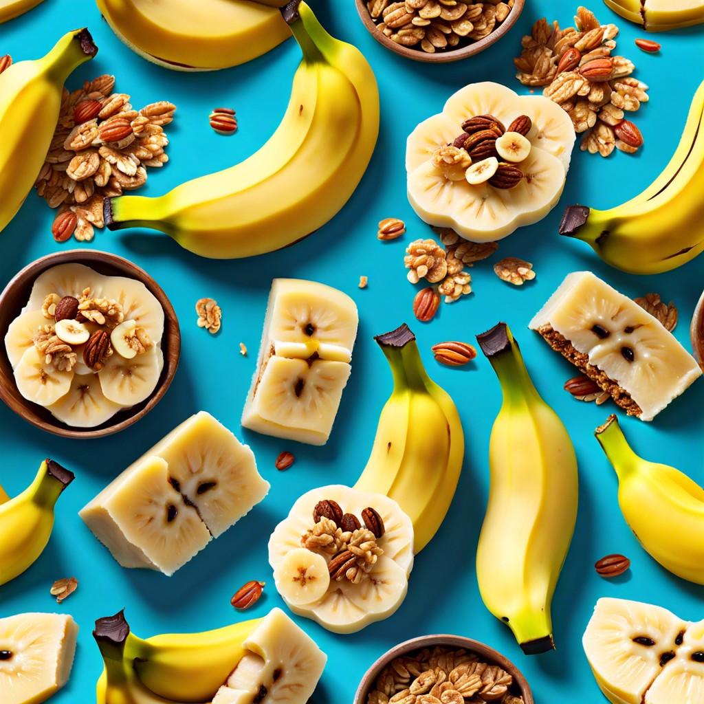 banana slices topped with granola