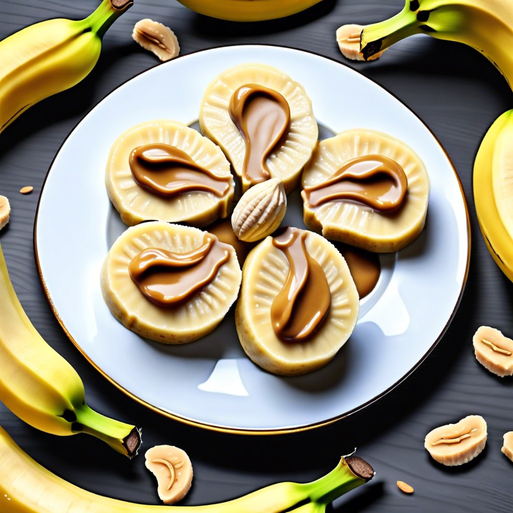 banana slices with peanut butter