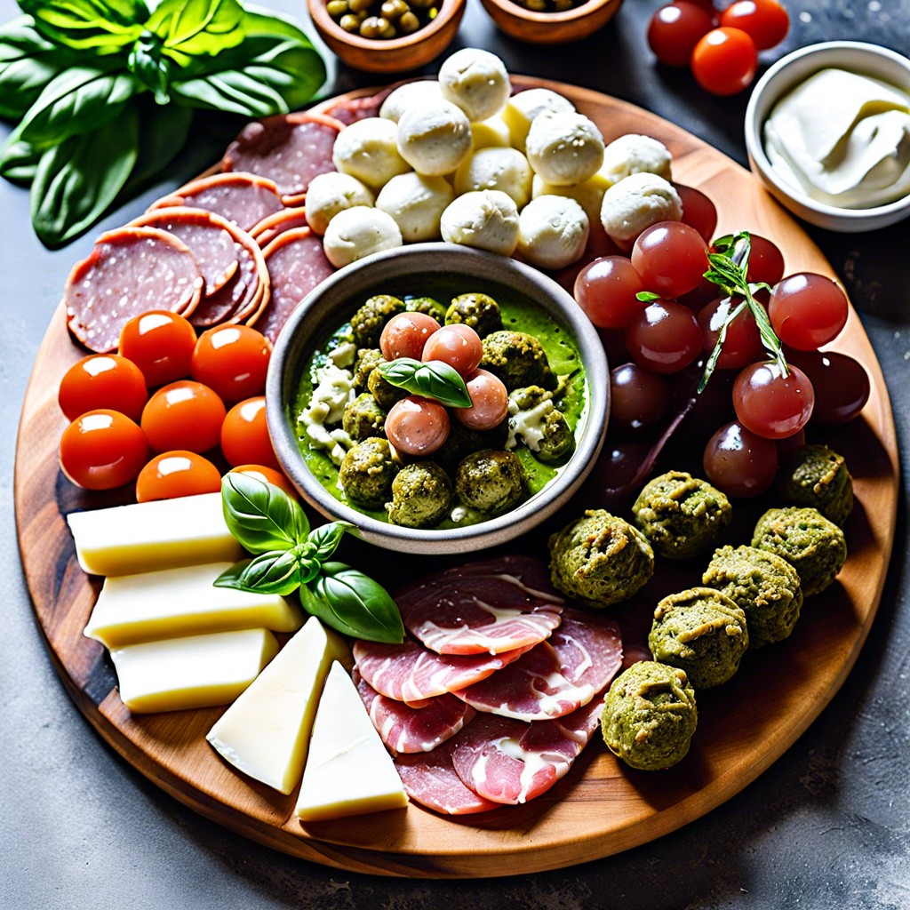 basil pesto mozzarella balls