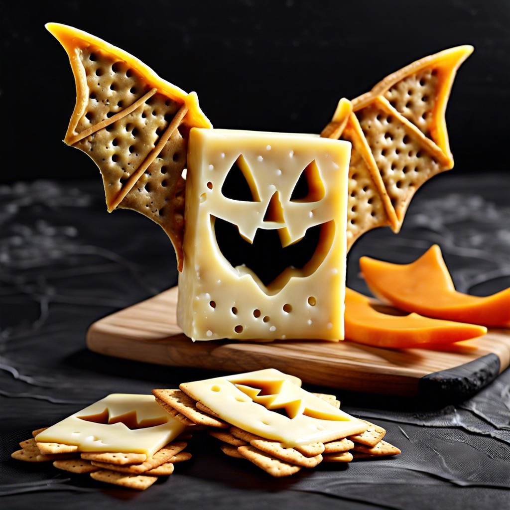 bat cheese and crackers cut cheese into bat shapes serve with crackers