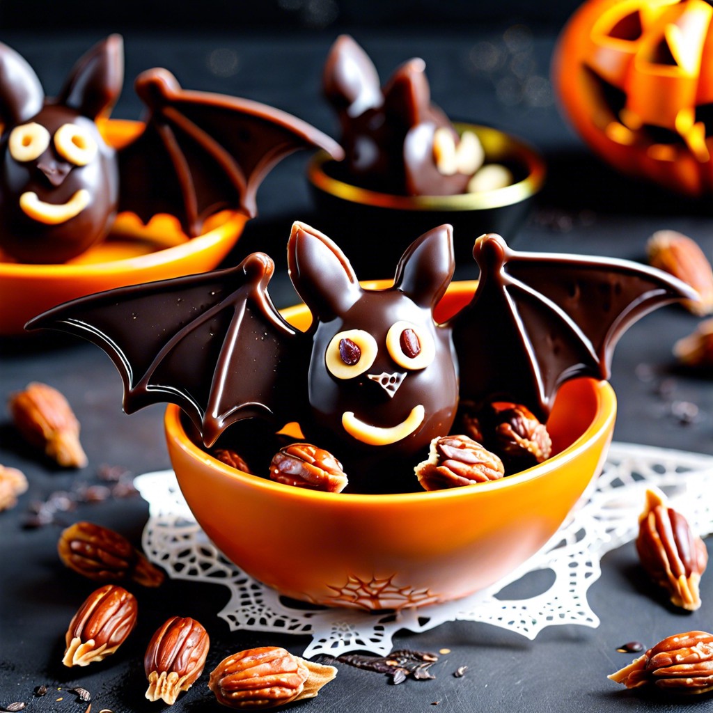 bat energy bites dates nuts and cocoa shaped like bats