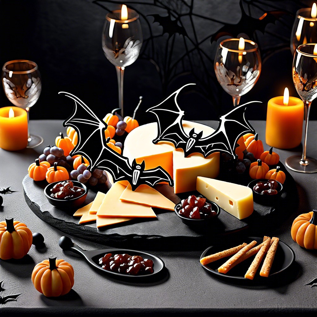 bat shaped cheese and cracker platters