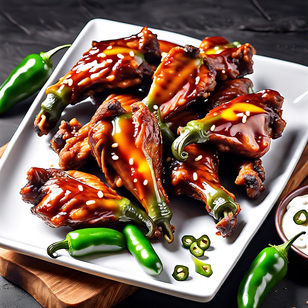 bbq wings with pickled jalapenos