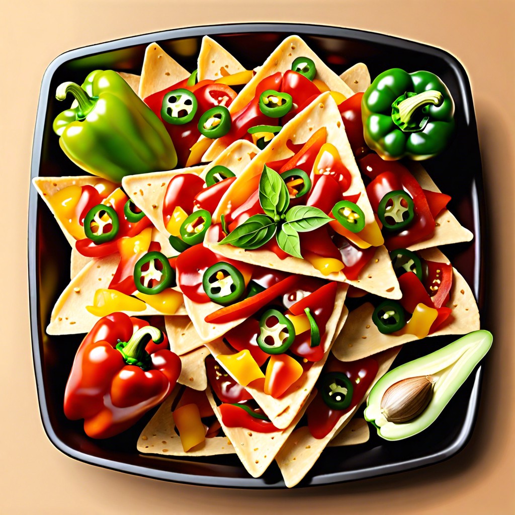bell pepper nachos with diced peppers instead of chips