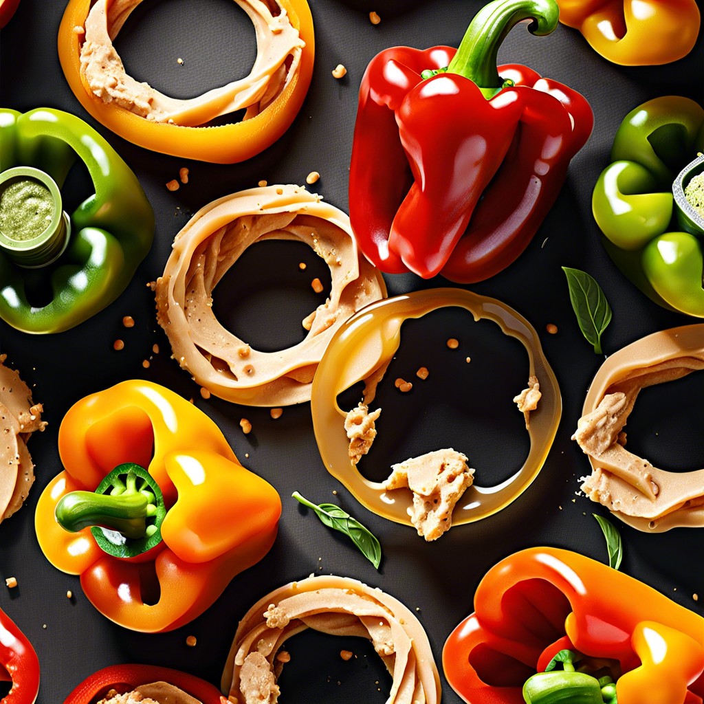 bell pepper rings filled with hummus