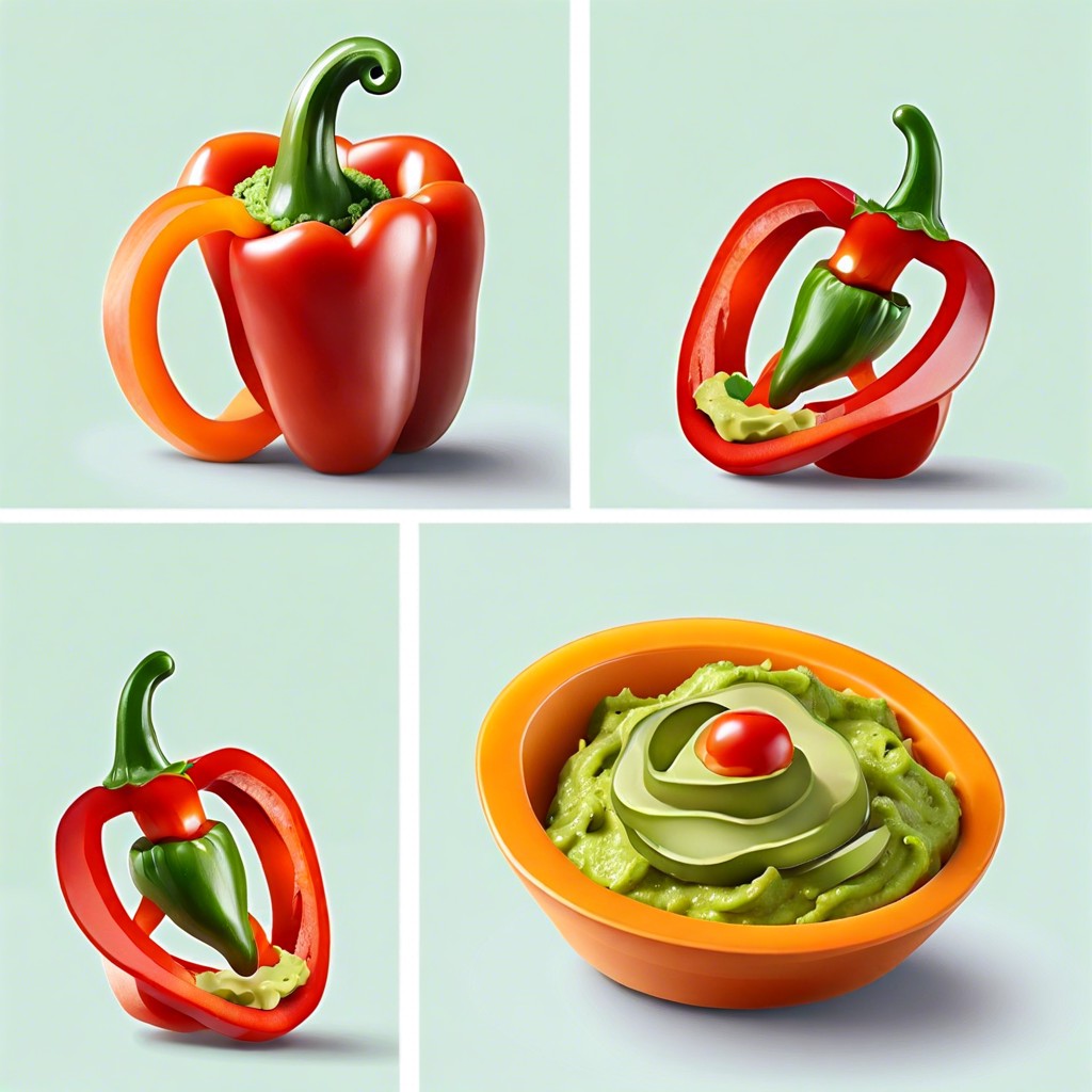 bell pepper rings with guacamole