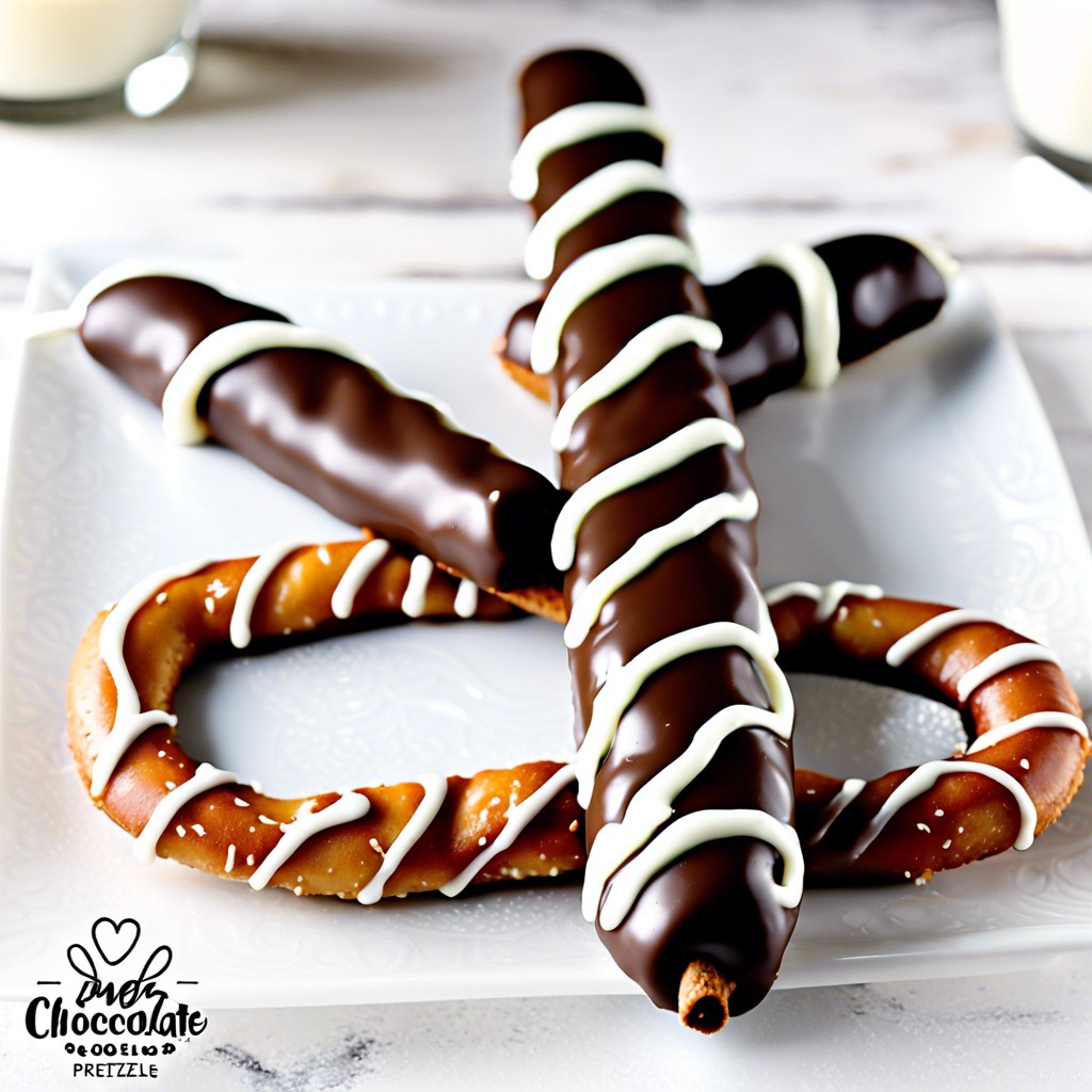 belt of truth pretzels chocolate dipped pretzel rods with a stripe of white icing